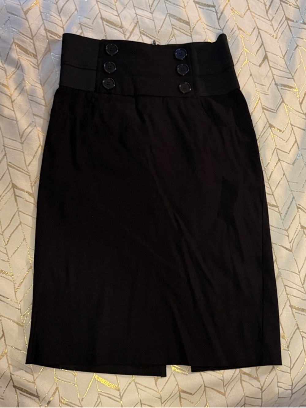 Charlotte Russe Black High-Waist Button Pencil Skirt